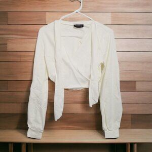 NWT SWANK A POSH Risk‎ Taker Tie Up Crop Top Color Ecru Size L (10-12)